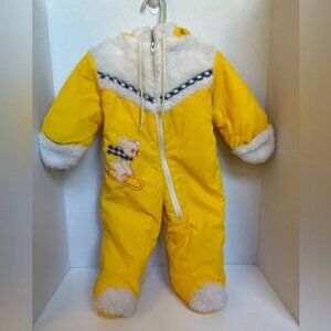 Vintage Jano Baby Snowsuit Yellow Teddy Bear Appliqué | Made in Canada